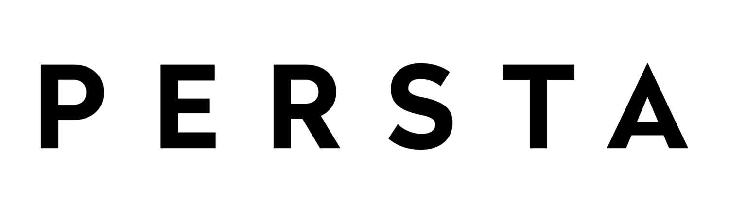 Logo noir sur fond blanc de la marque de bijoux Persta